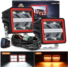 Nilight LED Pod Lights with Amber DRL 3Inch 20W Driving Light and Wiring Harness