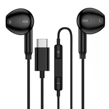 Samsung Earbuds Wired Type C for Galaxy A17 A56 A36 A26 Full Black