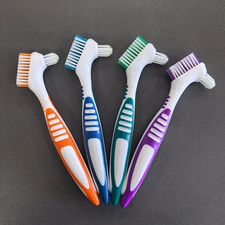 Double Sided Denture Toothbrush Cleaning Brush Retainer Braces Descaling Tool
