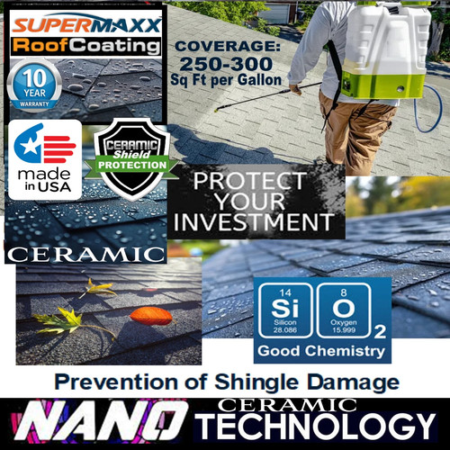 NANO ROOF COATING ADVANCED ASPHALT SHINGLE CERAMIC 10 YEAR STAIN UV PROTECTION - Picture 2 of 10