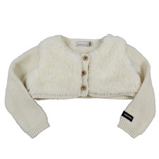 Cárdigan suéter bolero Catimini para niñas talla 3 niño pequeño imitación piel frente encogerse de hombros
