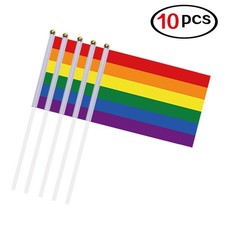 PROGRESS Gay Pride Flag Mini Hand Held Stick Flags LGBTQ Small Party Parade Flag