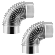 2 PCS 4 Inch 90 Degree Elbow Vent Tube Connector, Adjustable Stainless Steel ...