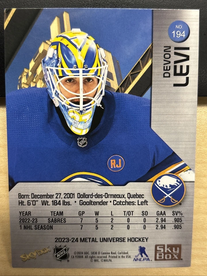 2023-24 23/24 Metal Universe ROOKIE #194 Devon Levi Buffalo Sabres - Image 2 of 2