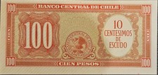 1960 - 1961 Central Bank of Chile 100 Pesos K-29-101 598686 Uncirculated Note