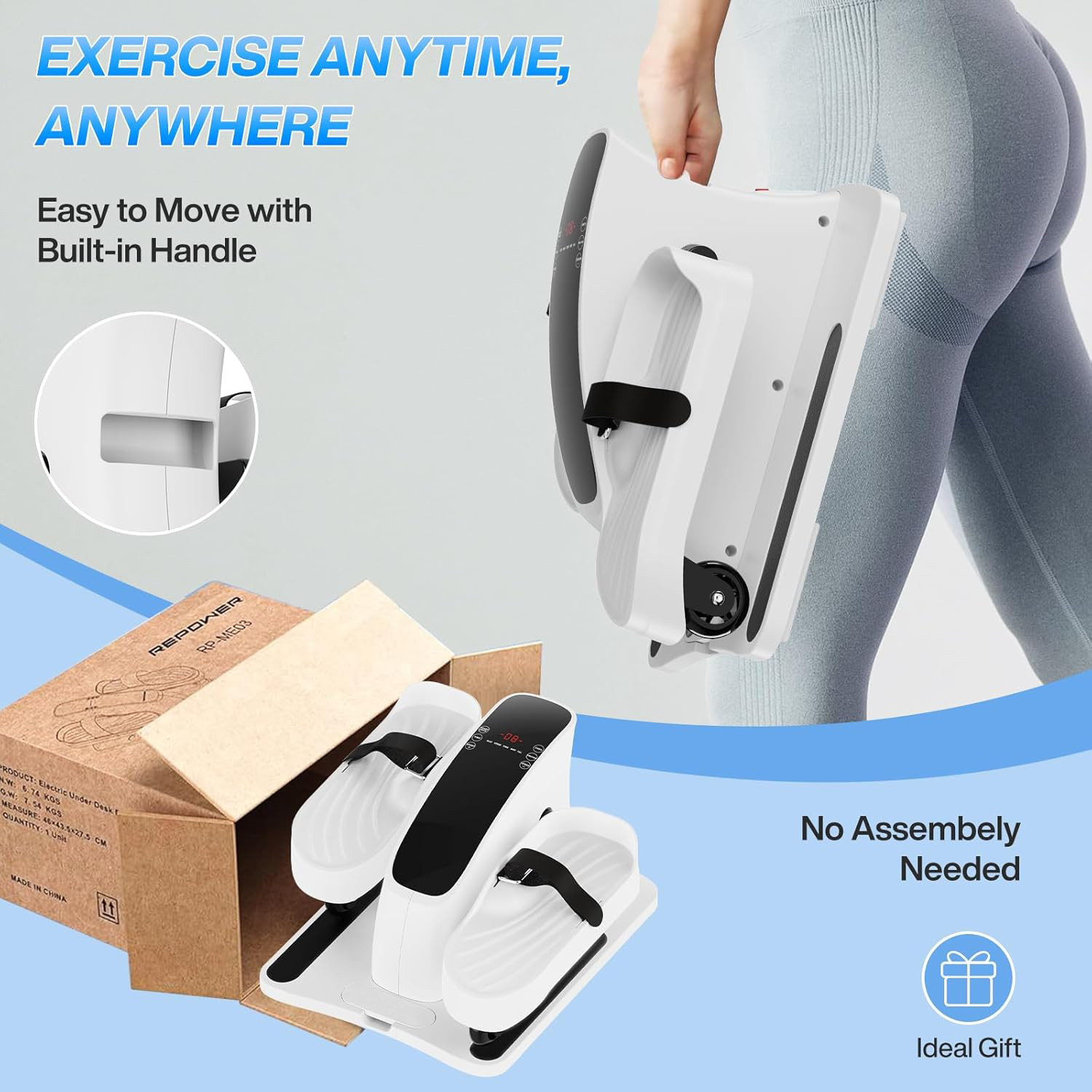 Under Desk Elliptical Machine, Ellipse Leg Exerciser for Seniors Fully Assembled