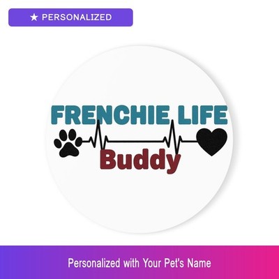 Custom French Bulldog Frenchie Paw Print Heartbeat Coaster Easter Gift
