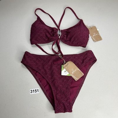 Berlook Bikini Set Burgundy Textured Medium Top Small Bottom