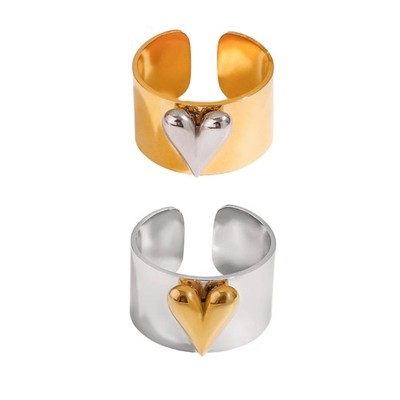 Adjustable Heart Shape Rings Jewelry in Trendy Color Combination for Couples