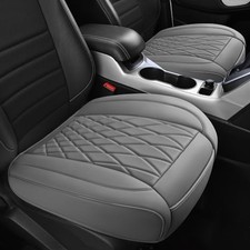2 Pack Leather Front Car Seat Covers, Bottom Seat Two Pieces Bottom All Gray