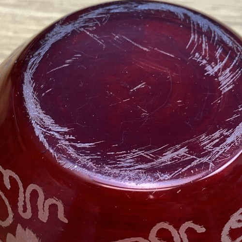 Czech Bohemian Ruby Cut Clear/Etched 2 7/8” Vase and (2) Small Trinket Bowls - Picture 8 of 8