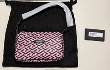 Versace Greca Coated Canvas Leather Pink/Black Shoulder Bag IT 1020801 NWT