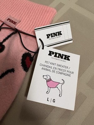 Victoria's Secret PINK NWT pet dog sweater size L cherry print stretch polyester