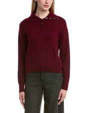 Bruno Magli Half Button Placket Wool  Cashmere-Blend Pullover Women's