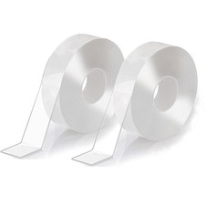 2 Rolls Clear Curtain Rod Slide Tape, Drapery Ring Smoothing Film