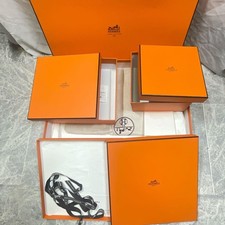 HERMES Set of 4 Empty Gift Box with Ribbon  Cloth Bag 24235