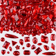 500 Pcs Flatback Acrylic Sew On Rhinestones Sewing Gems Mixed Shapes Craft Red