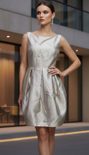 Eliza J Metallic Shimmer Gold Fit & Flare Dress Sleeveless Cocktail Party Size 6