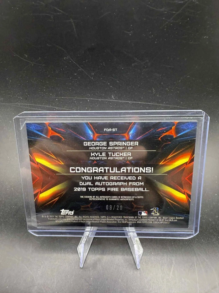 2019 Topps Fire Kyle Tucker George Springer Dual Auto RC ROOKIE #/20 WS CHAMP SP - Image 2 of 2