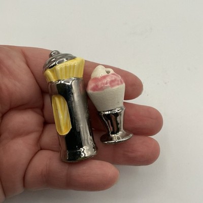 Arcadia Vintage Mini Salt Pepper Shakers Diner Milkshake Ice Cream Set