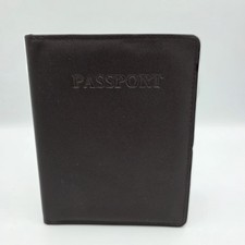 New Geoffrey Allen Genuine Leather Passport Holder Wallet Brown