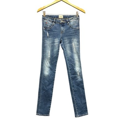 Hudson Medium Wash Distressed Flap Pocket Jeans Size 16 Union Jack Detail