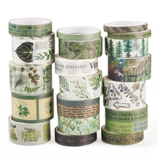 20 Rolls Washi Tape Set Colored Masking Tape Forest Flower Leaf Letter Retro ...