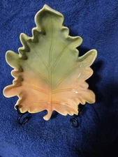 Green And Gold Leaf Shaped Dish By Long Rich