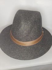 Stetson dark grey wool blend fedora hat with brown band SIZE 7 - Large winter