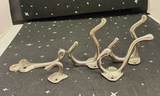 Vintage Cast Iron Chromed Coat Hooks Lot Of 5