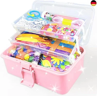 VLUINANI 3000Stück Bastelset Kinder DIY Kunsthandwerk Bastelkoffer Bastelbedarf zum