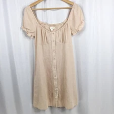 Beceel Women's Dress Size Small Beige Button Down Off Shoulder Smocked