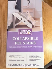 Heart to Tail Collapsible Pet Stairs 4 Step Foldable Dog Steps Up to 90 lb NEW