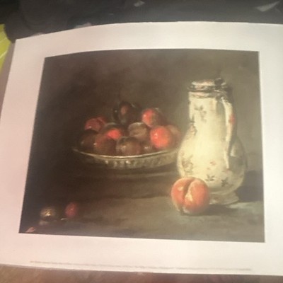 Still Life Fruit Bowl & Jar Print on Paper Unframed Landscape Single Piece