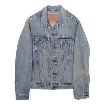 LEVI'S Herren Jeansjacke blau S Baumwolle klassisch Knopfverschluss Freizeit Oberbekleidung