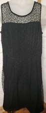 Ashley Stewart Lace Overlay Sleeveless Dress Womens Size 20 Black Semi Formal
