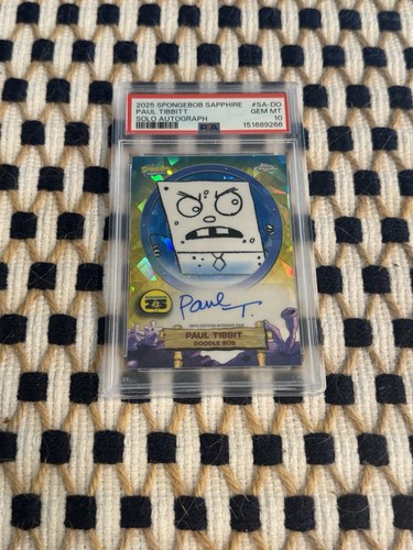 Topps 2025 SpongeBob Sapphire DoodleBob Solo Auto Paul Tibbitt PSA 10 SA-DO