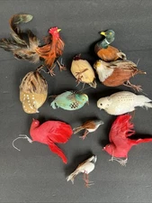 Lot of 10 Vintage Natural Feathered Birds Assorted Ornament Craft Decor