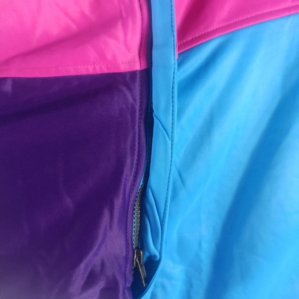 80s Track Jacket Men's Large Blue Pink Oversized World Campus - Image 2 of 4