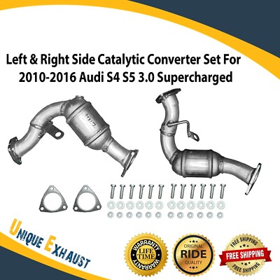 Left and Right Catalytic Converter Set For 2010-2016 Audi S4 S5 3.0 Supercharged