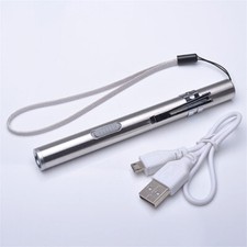LED USB RECHARGEABLE MINI FLASHLIGHT Stainless Steel Pen Light 1000 Lumens