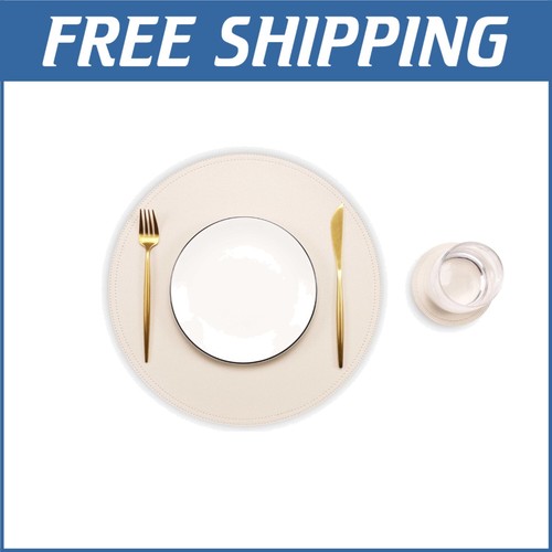 Double-Thick Faux Leather Round Placemats & Coasters Set - Wipe Clean Assurance