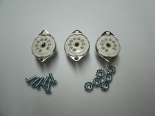 CERAMIC 9 pin 12AX7 tube sockets, BOTTOM MOUNT, with mounting hardware, 3 pcs.