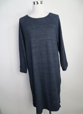 Michael Stars Dress Womens Large Navy Blue Knit 3/4 Sleeve Minimalist Cozy Comfy