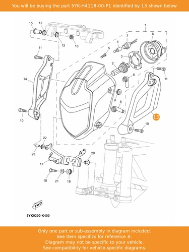 YAMAHA Stay, Headlight 1, 5YK-H4118-00-P1 OEM MT03