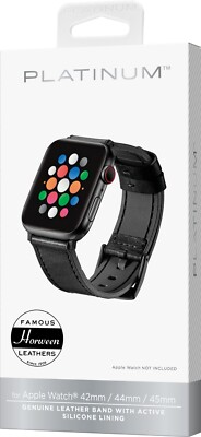 Platinum- Horween Leather Band for Apple Watch 42mm, 44mm, 45mm (Series 1-9...