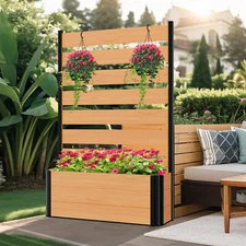 SLSY Wood Privacy Screen Fence w / Planter Box 45"Hx36"W Air Conditioner Fence