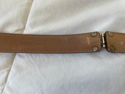 90s Vintage Fossil Belt Brown Crocodile Leather Silver Brighton Buckle SMALL