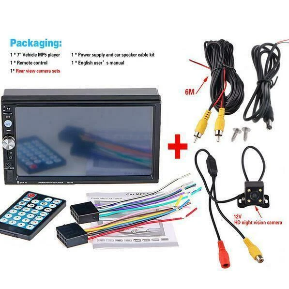 2 DIN 7" Car Radio Bluetooth Car Stereo HD Touch Screen MP5 Player SD MMC USB FM - Imagem 2 de 4