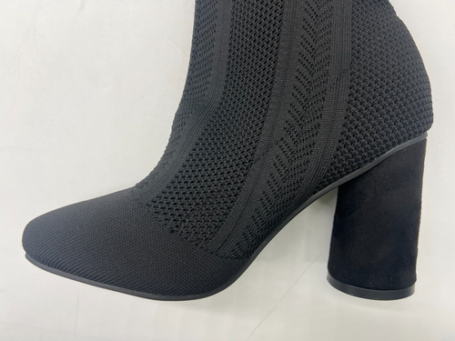 Via Pinky Black Stretchy Fabric Ankle Boots Chunky Heel Women's Sz 6 - Picture 12 of 18